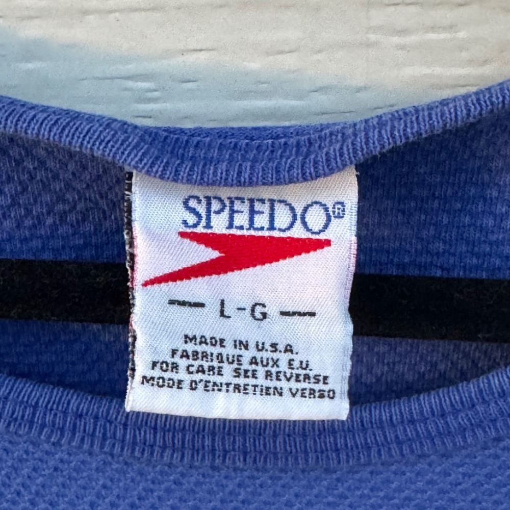 Speedo Men's Blue Athletic Tank Top Large Mesh Made in USA Vintage - Picture 3 of 7